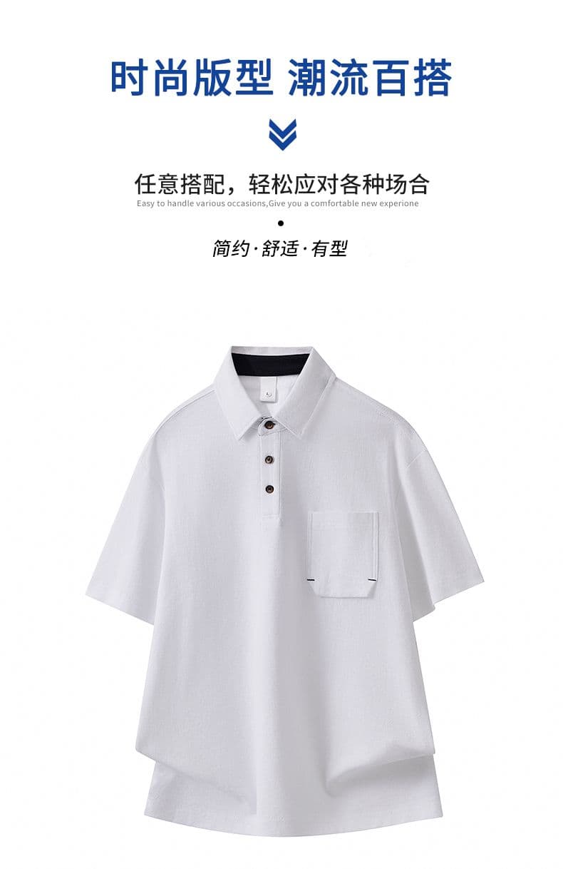 실사 여름 새로운 반팔 POLO 셔츠 남자 루즈핏 다용도 면 100% 편안함 통기성 폴로 칼라 티셔츠 남자 상세 이미지 5