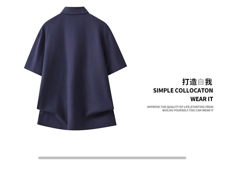실사 여름 새로운 반팔 POLO 셔츠 남자 루즈핏 다용도 면 100% 편안함 통기성 폴로 칼라 티셔츠 남자 상세 이미지 12