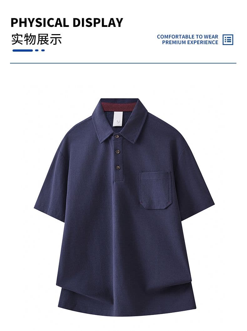 실사 여름 새로운 반팔 POLO 셔츠 남자 루즈핏 다용도 면 100% 편안함 통기성 폴로 칼라 티셔츠 남자 상세 이미지 14