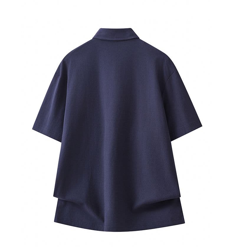 실사 여름 새로운 반팔 POLO 셔츠 남자 루즈핏 다용도 면 100% 편안함 통기성 폴로 칼라 티셔츠 남자 상세 이미지 15