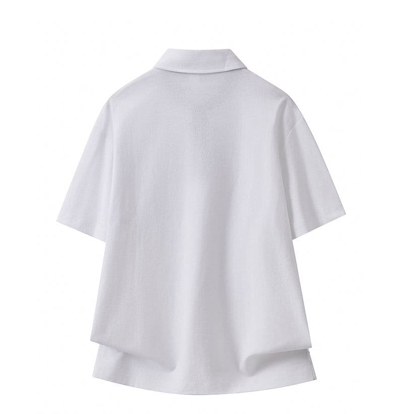 실사 여름 새로운 반팔 POLO 셔츠 남자 루즈핏 다용도 면 100% 편안함 통기성 폴로 칼라 티셔츠 남자 상세 이미지 17