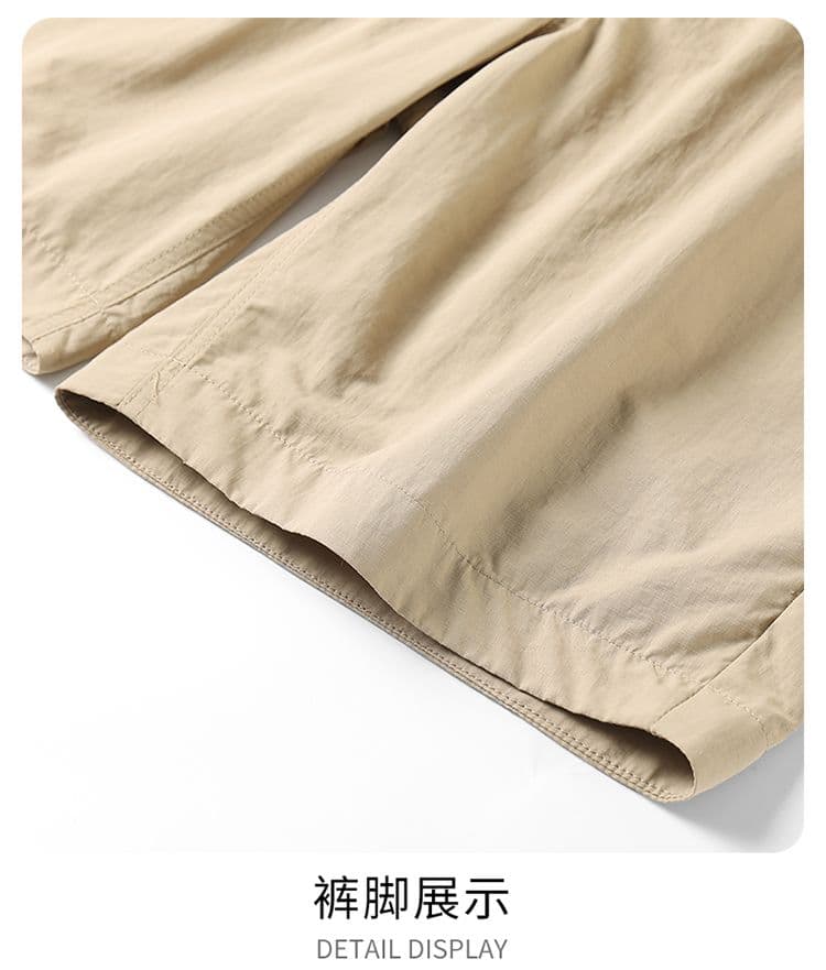 실사 여름 새로운 지퍼 카메라 가방 속도 드라이 아이스 실크 오부 바지 야외 산계 캐주얼 하프 밴딩 루즈핏 반바지 상세 이미지 19