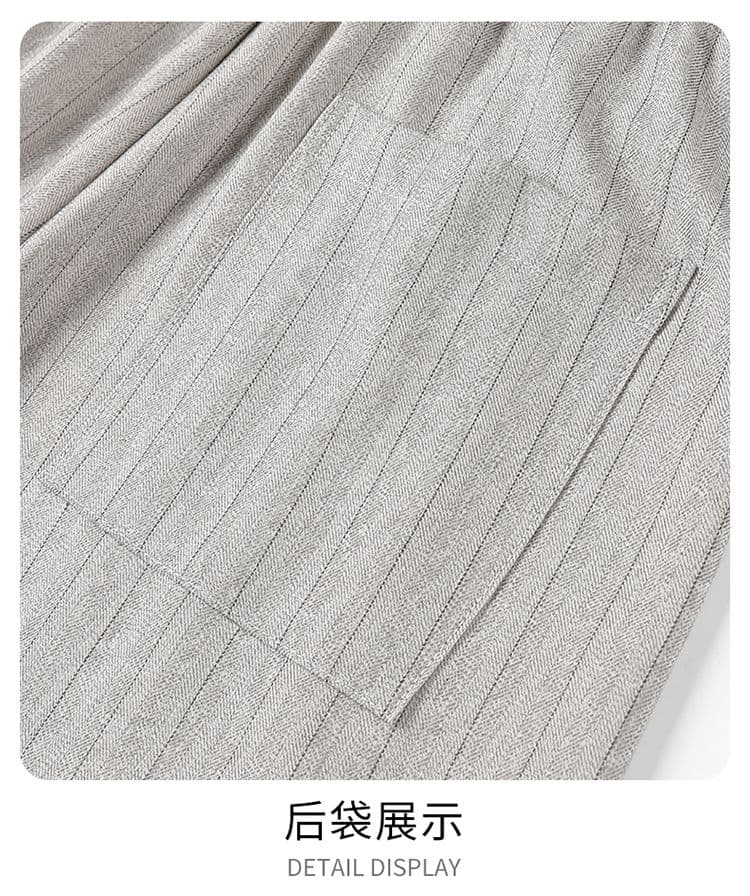실사 여름 새로운 오래된 돈 바람 혼방 더블 색상 질감 센스 스트라이프 루즈핏 모통이 칼 7 점 슬랙스 캐주얼 바지 남자 상세 이미지 18