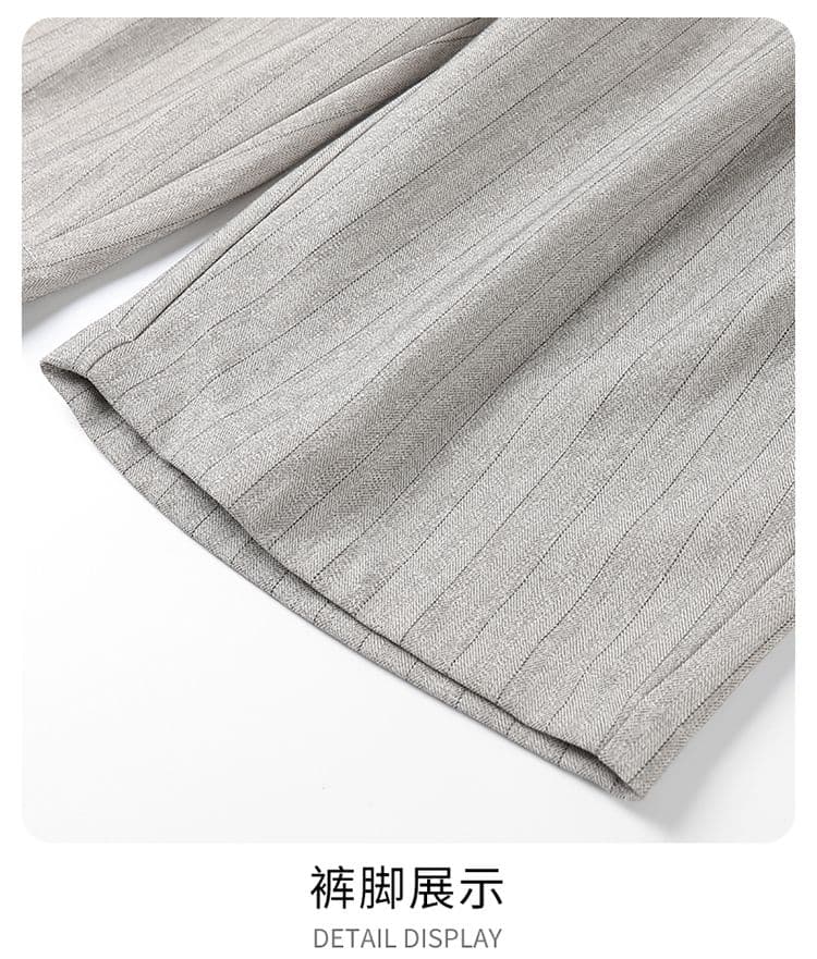 실사 여름 새로운 오래된 돈 바람 혼방 더블 색상 질감 센스 스트라이프 루즈핏 모통이 칼 7 점 슬랙스 캐주얼 바지 남자 상세 이미지 19