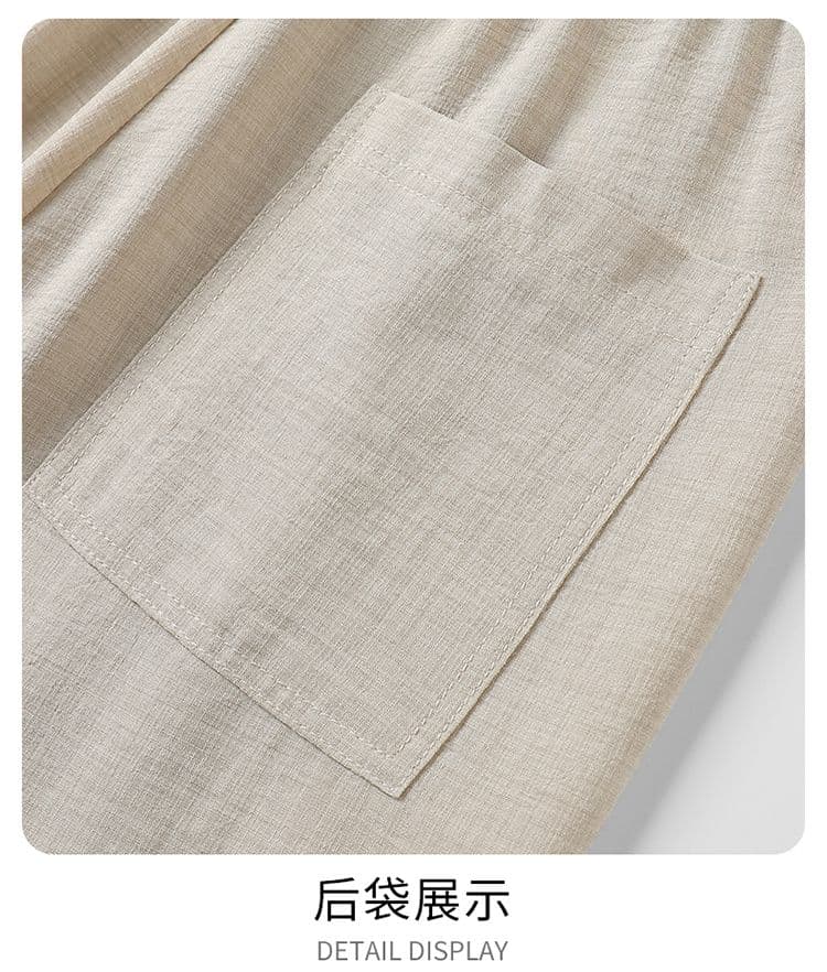 실사 여름 새로운 오래된 돈 바람 모방 마 센스 더블 색상 질감 센스 루즈핏 스트레이트 얼음 실크 9부 바지 상세 이미지 18
