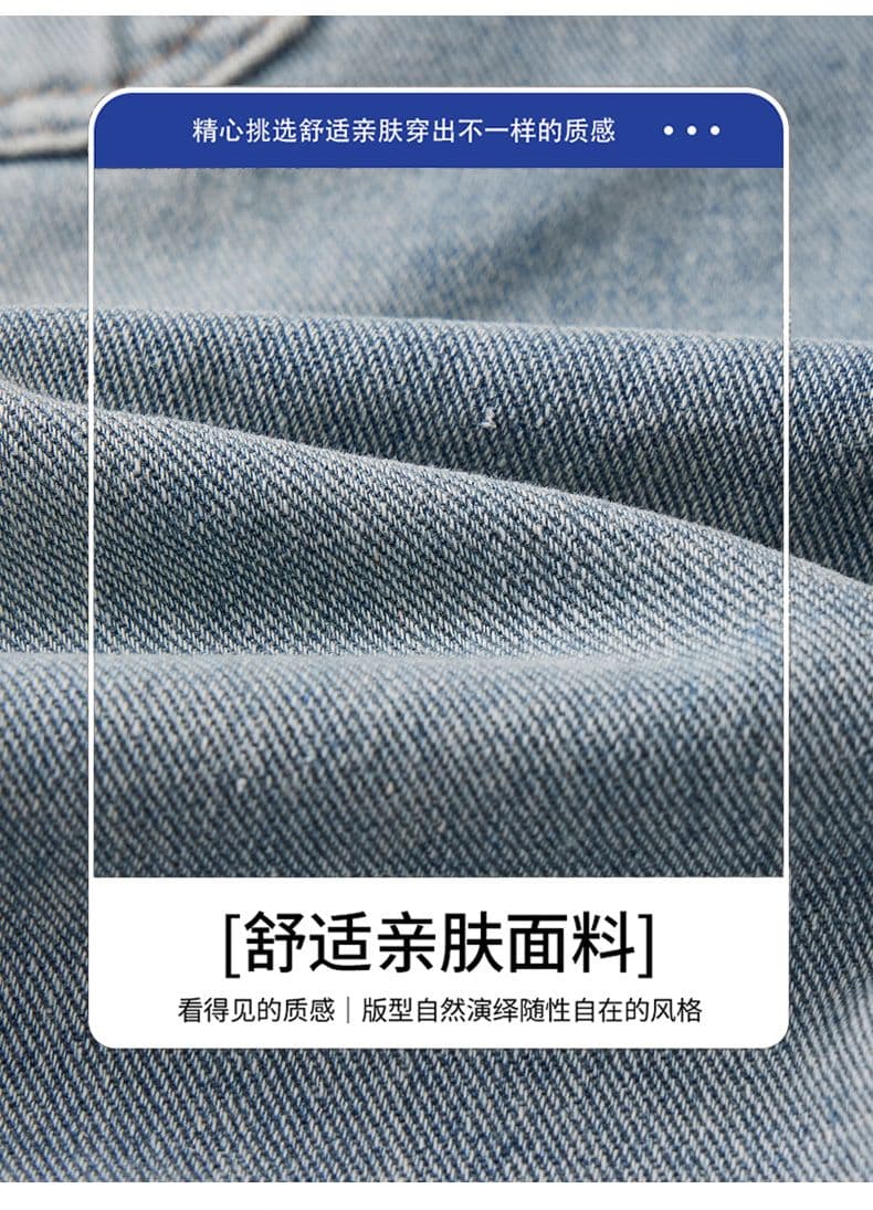 실사 여름 새로운 허리밴드 디자인 데님 반바지 남자 루즈핏 다용도 미니멀리즘 오부 바지 상세 이미지 6