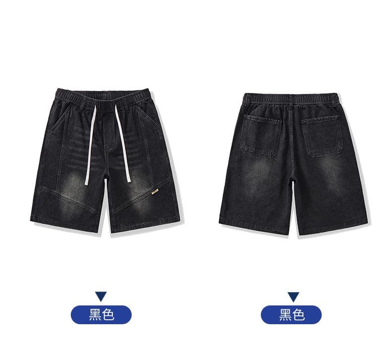 실사 여름 새로운 허리밴드 디자인 데님 반바지 남자 루즈핏 다용도 미니멀리즘 오부 바지 상세 이미지 25