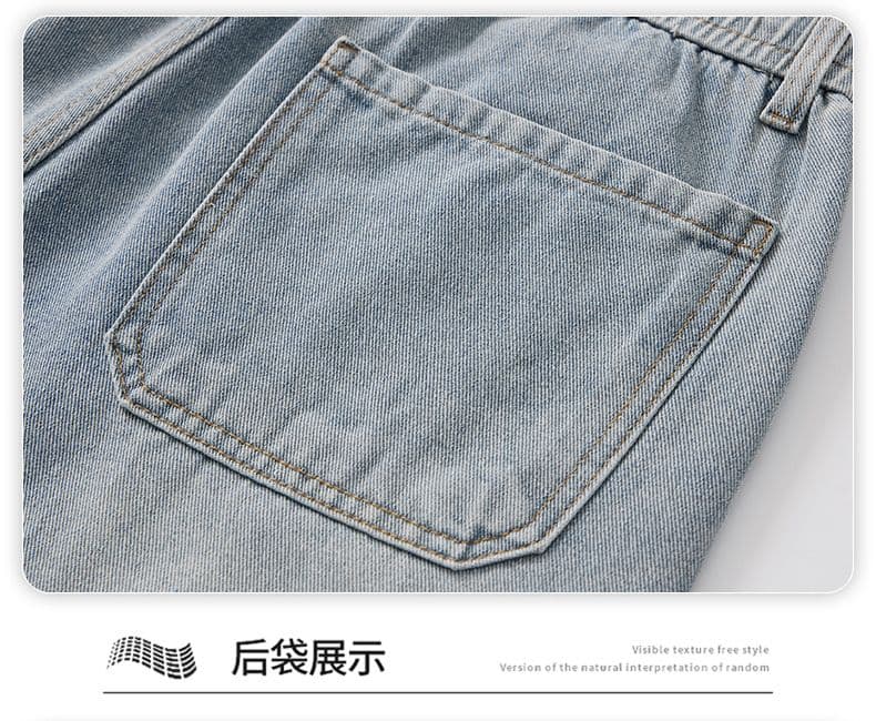 실사 여름 새로운 허리밴드 디자인 데님 반바지 남자 루즈핏 다용도 미니멀리즘 오부 바지 상세 이미지 28
