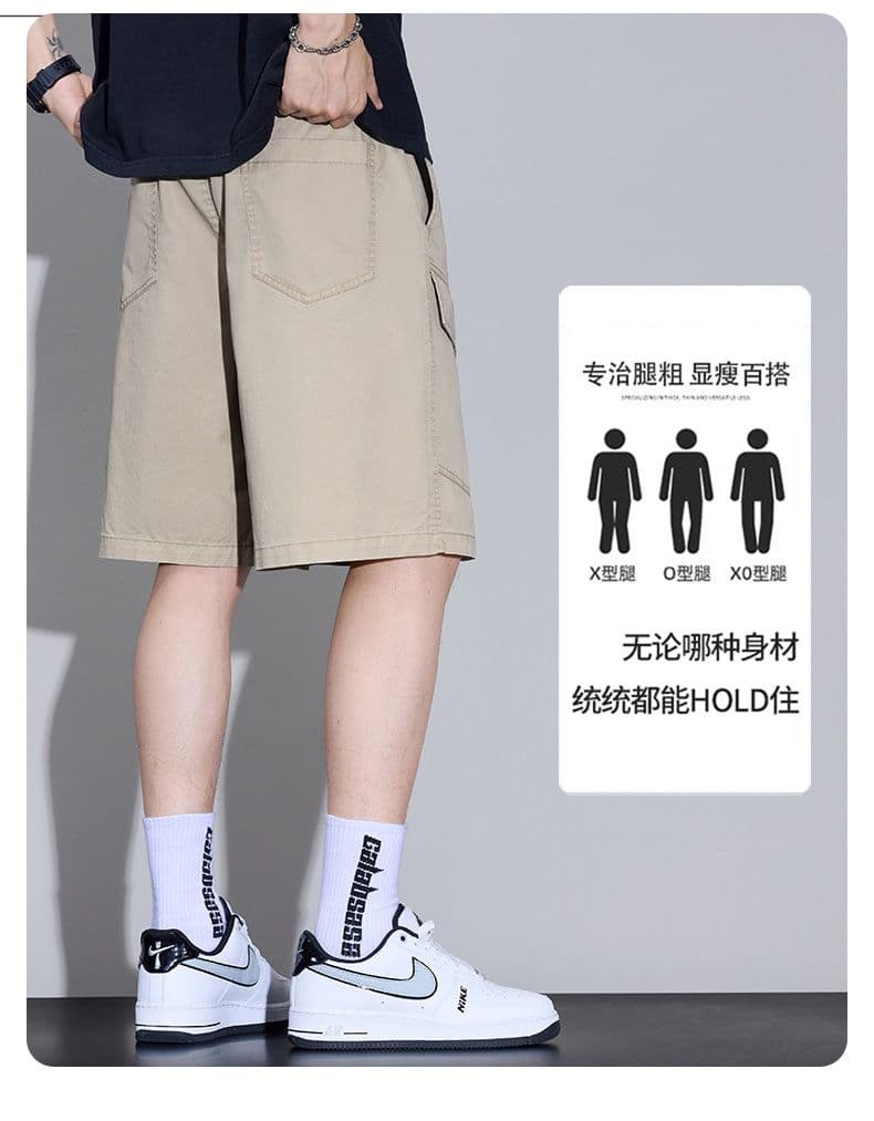 실사 여름 순면 캐주얼 반바지 남자 루즈핏 다용도 산계 출퇴근 내마모 강함 빅 포켓 오부 바지 상세 이미지 4