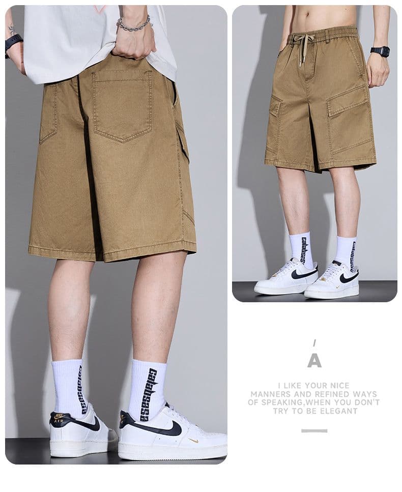 실사 여름 순면 캐주얼 반바지 남자 루즈핏 다용도 산계 출퇴근 내마모 강함 빅 포켓 오부 바지 상세 이미지 23