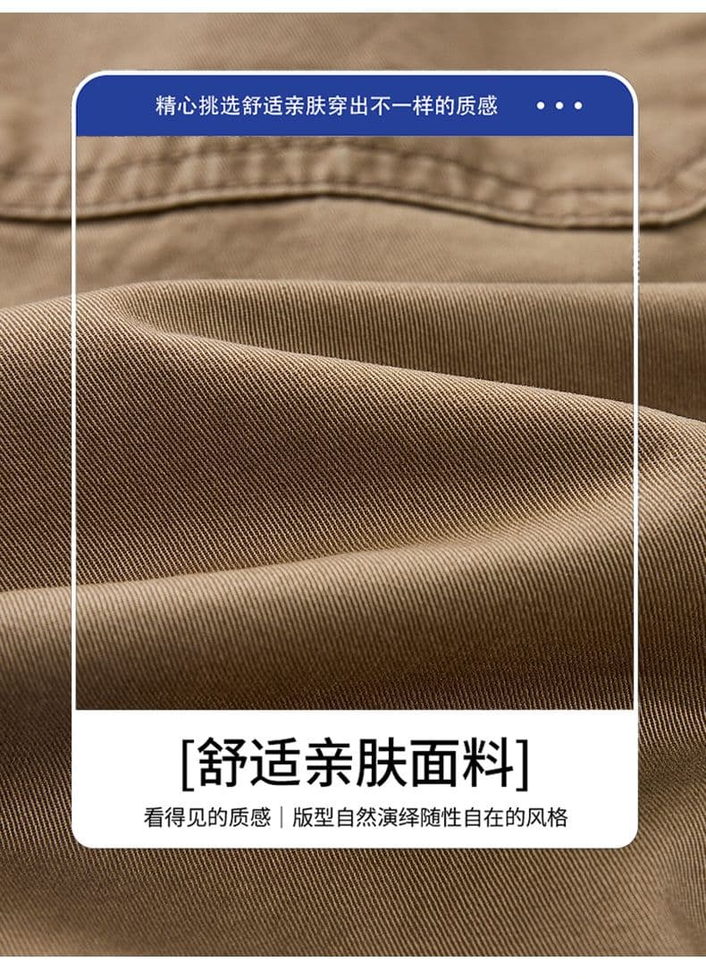 실사 여름 새로운 순면 레트로 캐주얼 반바지 남자 루즈핏 다용도 산계 출퇴근 편안함 통기성 오부 바지 상세 이미지 6