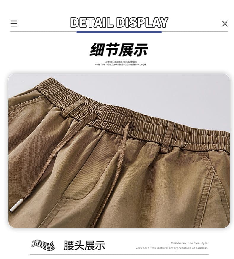 실사 여름 새로운 순면 레트로 캐주얼 반바지 남자 루즈핏 다용도 산계 출퇴근 편안함 통기성 오부 바지 상세 이미지 30