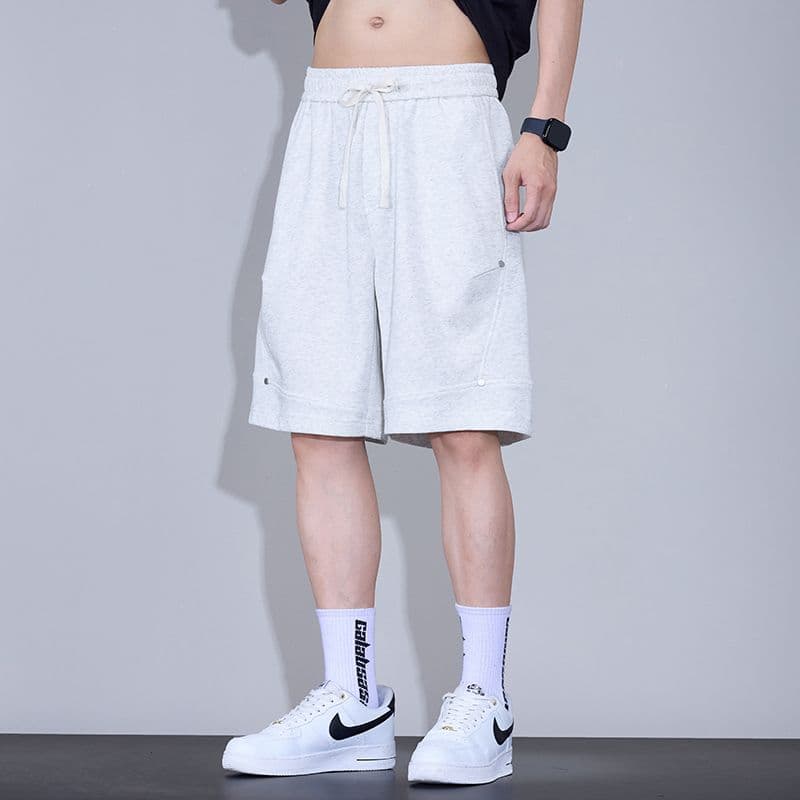실사 여름 새로운 후아 면 무거운 캐주얼 5 점 반바지 남자 루즈핏 다용도 와 성별 니트 운동 바지