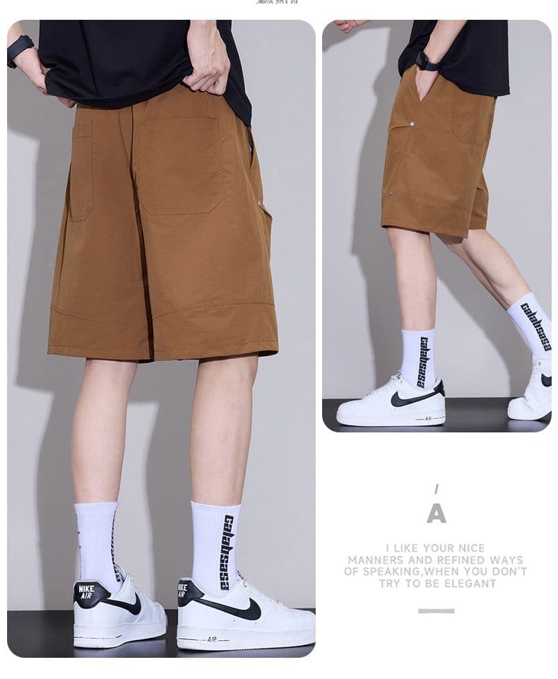 실사 여름 새로운 얼음 실크 얇은 스타일 5 점 캐주얼 바지 남자 루즈핏 다용도 산계 반바지 상세 이미지 26