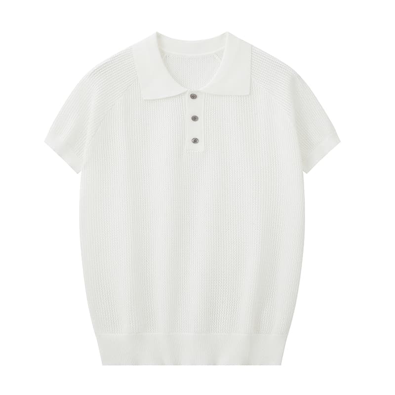 실사 오래된 돈 봉화 남편 그리드 니트 티셔츠 남자 여름 빛 요리 한 레트로 아메리칸 반팔 POLO 셔츠 남성 맨위 이미지 2