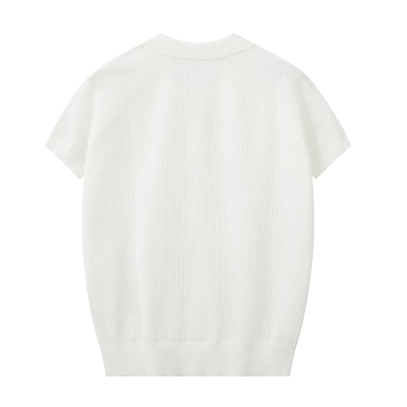 실사 오래된 돈 봉화 남편 그리드 니트 티셔츠 남자 여름 빛 요리 한 레트로 아메리칸 반팔 POLO 셔츠 남성 맨위 이미지 4