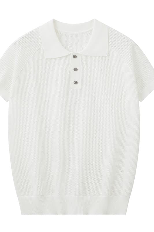 실사 오래된 돈 봉화 남편 그리드 니트 티셔츠 남자 여름 빛 요리 한 레트로 아메리칸 반팔 POLO 셔츠 남성 맨위 이미지 6