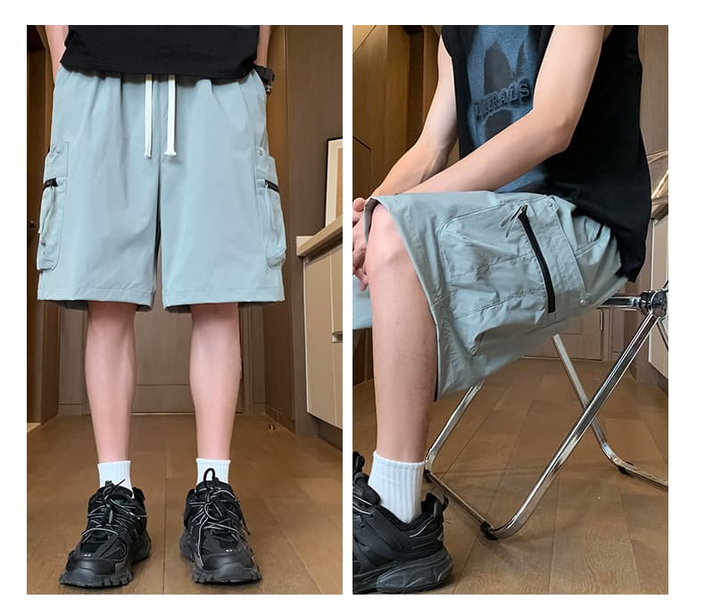 실사 아메리칸 조수 브랜드 워크웨어 반바지 남성 여름 얇은 스타일 루즈핏 속도 드라이 아이스 실크 5 점 캐주얼 바지 상세 이미지 14