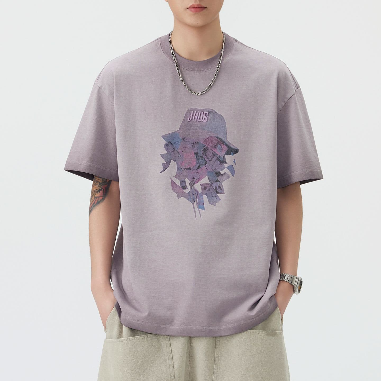 실사 여름 새로운 아메리칸 조수 브랜드 무거운 워싱 마 오래된 반팔 티셔츠 남자 루즈핏 라운드 넥 캐주얼 반소매