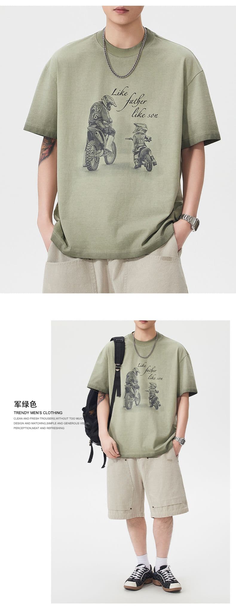 실사 아메리칸 레트로 조수 브랜드 마 오래된 무거운 워싱 반팔 티셔츠 남자 여름 루즈핏 라운드 넥 반소매 맨위 상세 이미지 8