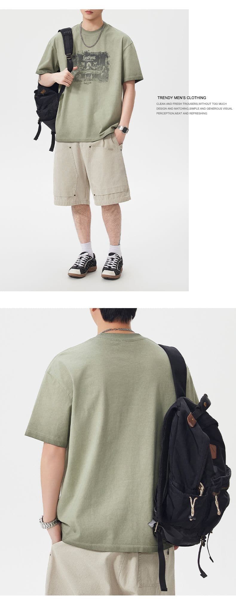 실사 여름 새로운 아메리칸 조수 브랜드 프린트 마 오래된 무거운 워싱 반팔 티셔츠 남자 루즈핏 다용도 맨위 상세 이미지 7