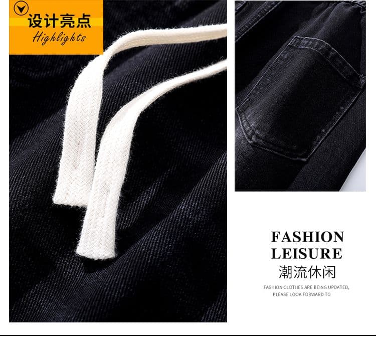 실사 가을 새로운 레트로 청바지 남자 루즈핏 스트레이트 허리밴드 트렌드 다용도 캐주얼 긴 바지 상세 이미지 2