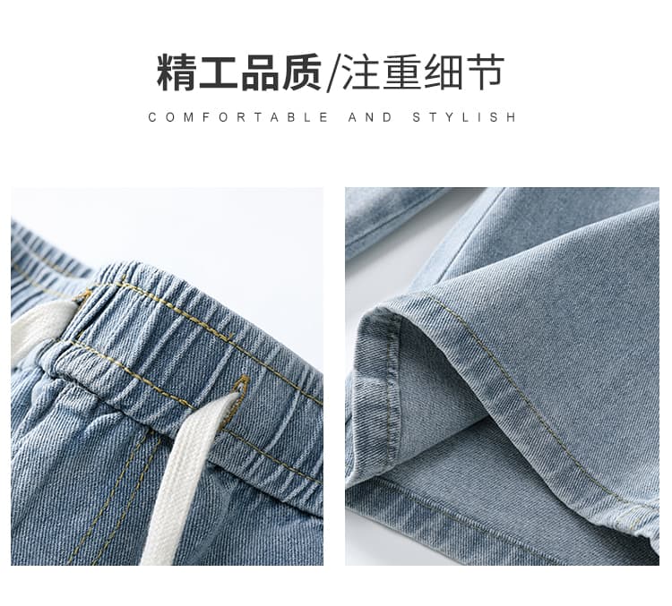 실사 데님 반바지 남자 ins 항구 바람 조수 브랜드 스트레이트 루즈핏 오부 바지 트렌드 잘 생긴 바지 상세 이미지 2
