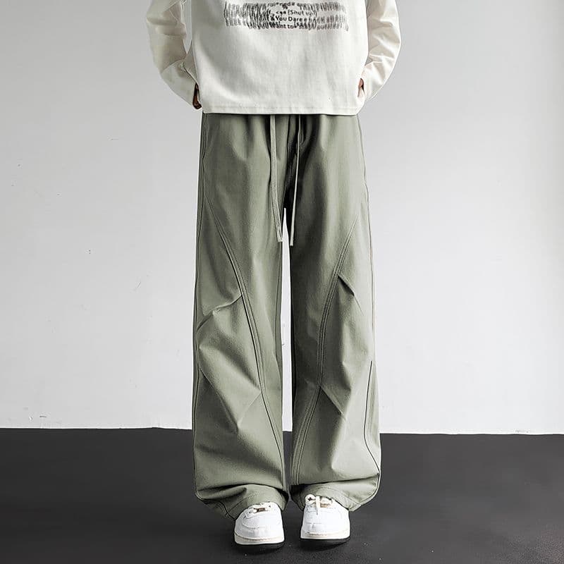 실사 가을 캐주얼 바지 남자 얇은 스타일 낙하산 병 스트레이트 다용도 운동 캐주얼 출퇴근 와이드 레그 팬츠 남자 이미지 4