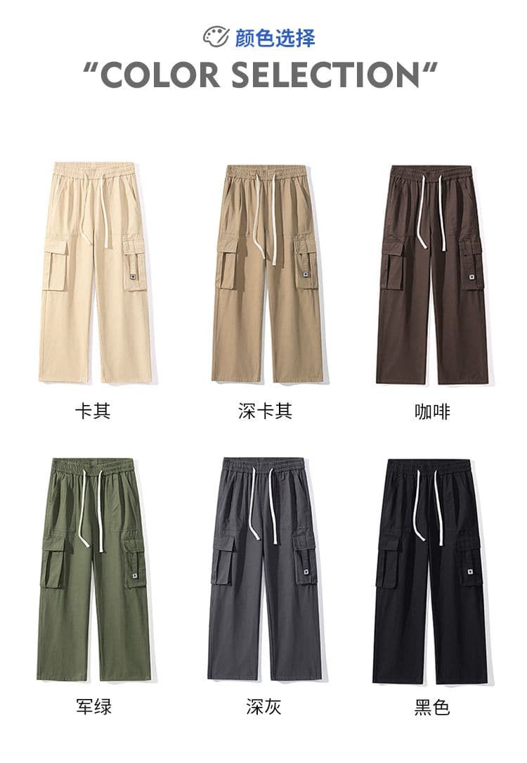 실사 가을 겨울 새로운 순면 캐주얼 바지 남성 노동자 바지 항구 바람 루즈핏 스트레이트 허리밴드 참나무 늑골 긴 바지 상세 이미지 5