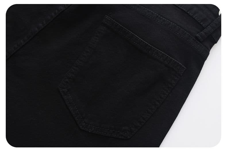 실사 아메리칸 cleanfit 작은 모통이 칼 검정색 청바지 디스플레이 가오 시안 다리 길이 남자 여자 워시 물 신축성 긴 바지 상세 이미지 15