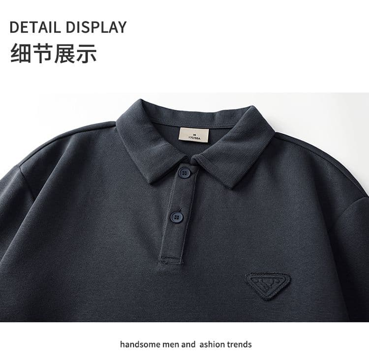 실사 가을 겨울 새로운 POLO 칼라 긴팔 후드티 남자 루즈핏 폴로 칼라 풀오버 셔츠 미니멀리즘 캐주얼 일상 출퇴근 상세 이미지 18