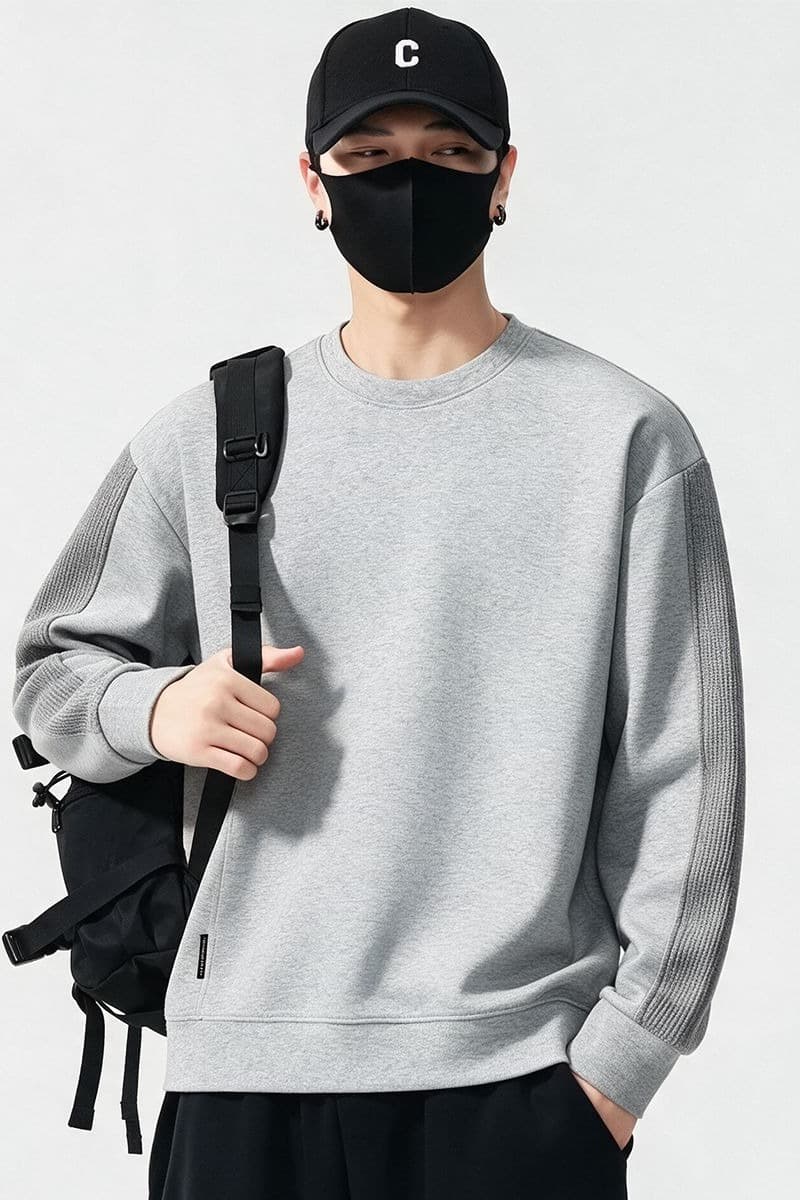 실사 가을 겨울 새로운 익스트림 제인 라운드 넥 후드티 남성 풀오버 트렌드 소매 패치워크 와 성별 다용도 출퇴근 맨위 이미지 6