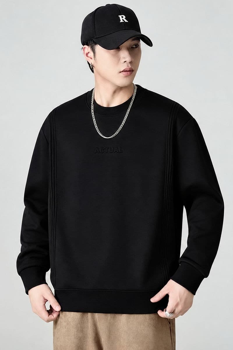 실사 2026 가을 겨울 새로운 미니멀리즘 라운드 넥 후드티 남성 풀오버 트렌드 와 성별 다용도 출퇴근 일상 맨위 이미지 6