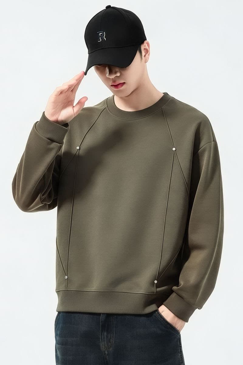 실사 2026 가을 겨울 새로운 미니멀리즘 구조 섹션 후드티 남성 라운드 넥 풀오버 트렌드 와 성별 다용도 맨위 이미지 6