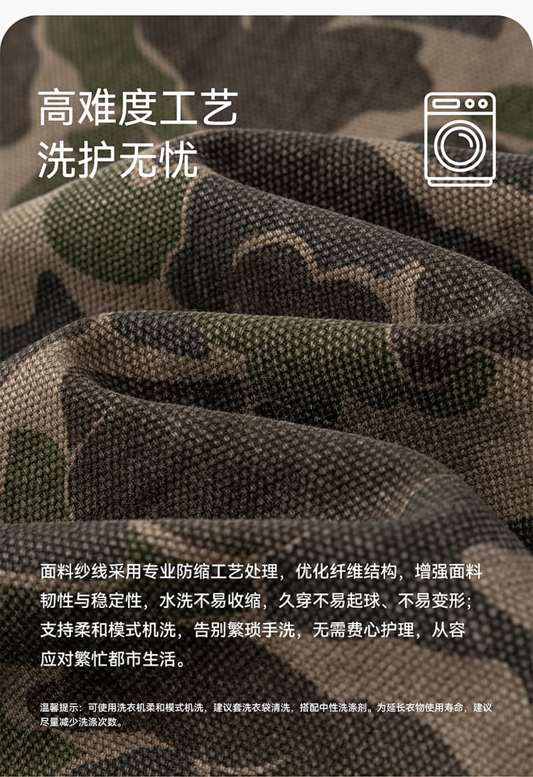 실사 2026 가을 겨울 새로운 아메리칸 조수 브랜드 레트로 워시 물 면 후드 재킷 남자 루즈핏 다용도 카모플라주 재킷 상세 이미지 6