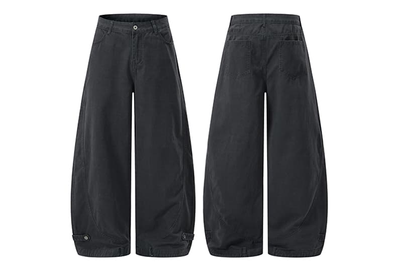 아메리칸 레트로 워싱 단추 디자인 모통이 칼 바지 남녀 루즈핏 조수 브랜드 cleanfit 넓은 다리 곡선 캐주얼 바지 상세 이미지 4