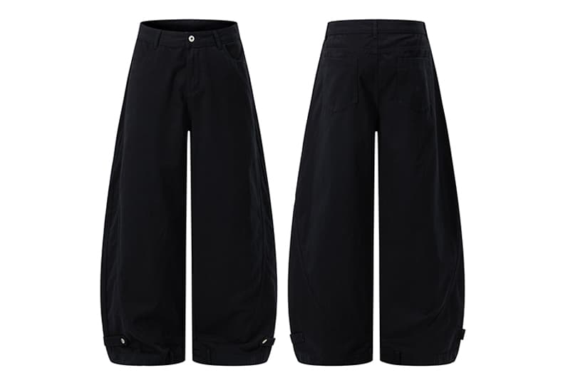 아메리칸 레트로 워싱 단추 디자인 모통이 칼 바지 남녀 루즈핏 조수 브랜드 cleanfit 넓은 다리 곡선 캐주얼 바지 상세 이미지 6