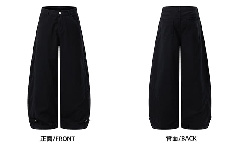 아메리칸 레트로 워싱 단추 디자인 모통이 칼 바지 남녀 루즈핏 조수 브랜드 cleanfit 넓은 다리 곡선 캐주얼 바지 상세 이미지 18