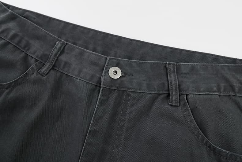 아메리칸 레트로 워싱 단추 디자인 모통이 칼 바지 남녀 루즈핏 조수 브랜드 cleanfit 넓은 다리 곡선 캐주얼 바지 상세 이미지 20