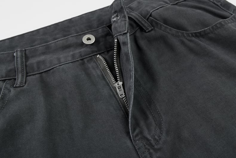 아메리칸 레트로 워싱 단추 디자인 모통이 칼 바지 남녀 루즈핏 조수 브랜드 cleanfit 넓은 다리 곡선 캐주얼 바지 상세 이미지 22