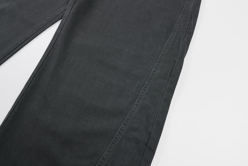 아메리칸 레트로 워싱 단추 디자인 모통이 칼 바지 남녀 루즈핏 조수 브랜드 cleanfit 넓은 다리 곡선 캐주얼 바지 상세 이미지 25