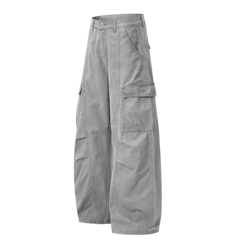 실사 아메리칸 레트로 워시 퇴색 한 패치워크 모통이 칼 바지 남녀 루즈핏 조수 브랜드 cleanfit 넓은 다리 곡선 캐주얼 바지