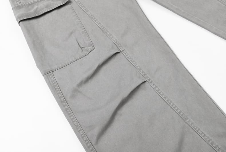 실사 아메리칸 레트로 워시 퇴색 한 패치워크 모통이 칼 바지 남녀 루즈핏 조수 브랜드 cleanfit 넓은 다리 곡선 캐주얼 바지 상세 이미지 27