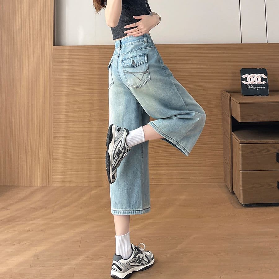 2026 여름 얇은 작은 키 마이크로 지방 mm 배 종류 몸 넓은 다리 7 분 할머니 바지 이미지 2