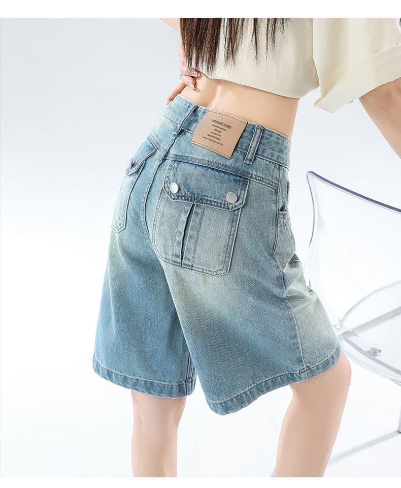 5 점 데님 반바지 여성 2026 여름 얇은 배 모양 몸 루즈핏 넓은 다리 남자 친구 바람 스트레이트 무릎 아래 5 점 바지 상세 이미지 3
