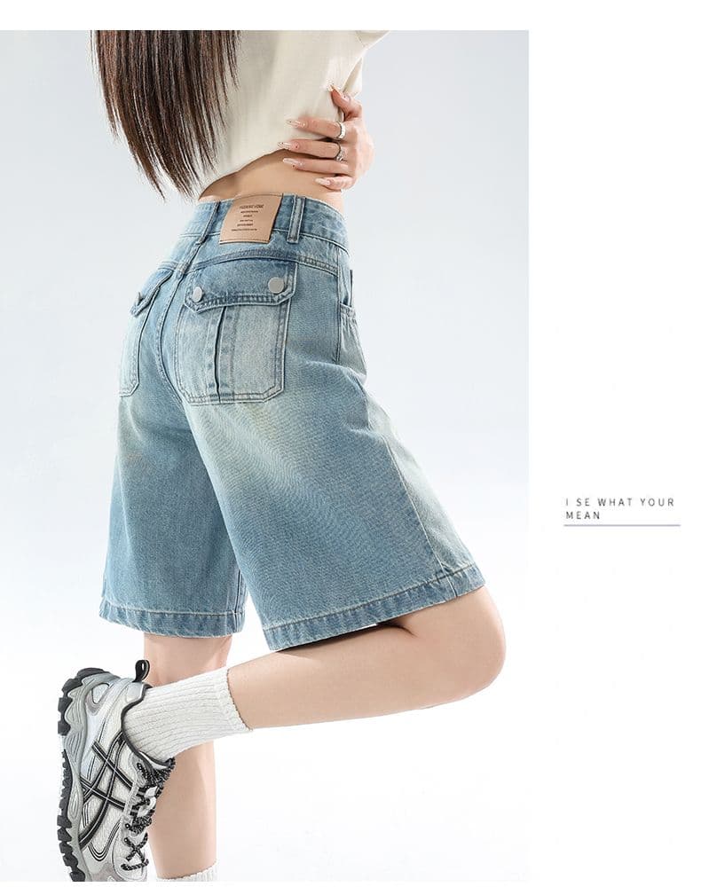 5 점 데님 반바지 여성 2026 여름 얇은 배 모양 몸 루즈핏 넓은 다리 남자 친구 바람 스트레이트 무릎 아래 5 점 바지 상세 이미지 14