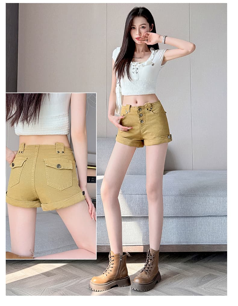 화이트 데님 반바지 상세 이미지 6