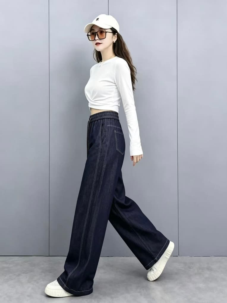 2026 년 이른 가을 새로운 데님 와이드 레그 팬츠 상세 이미지 6