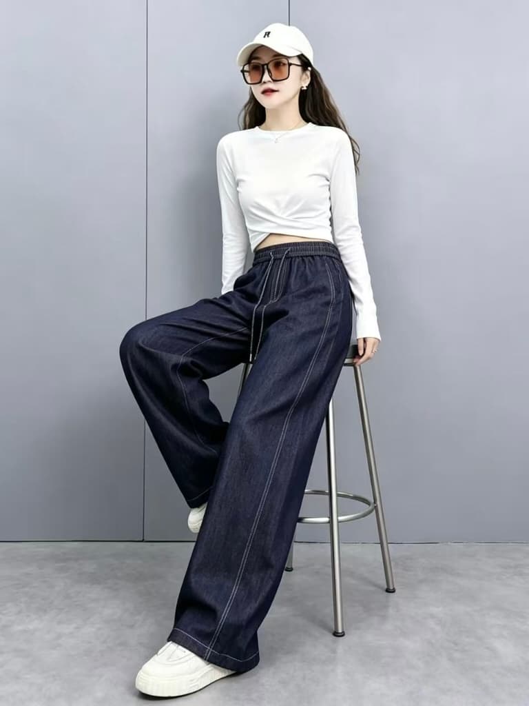2026 년 이른 가을 새로운 데님 와이드 레그 팬츠 상세 이미지 7