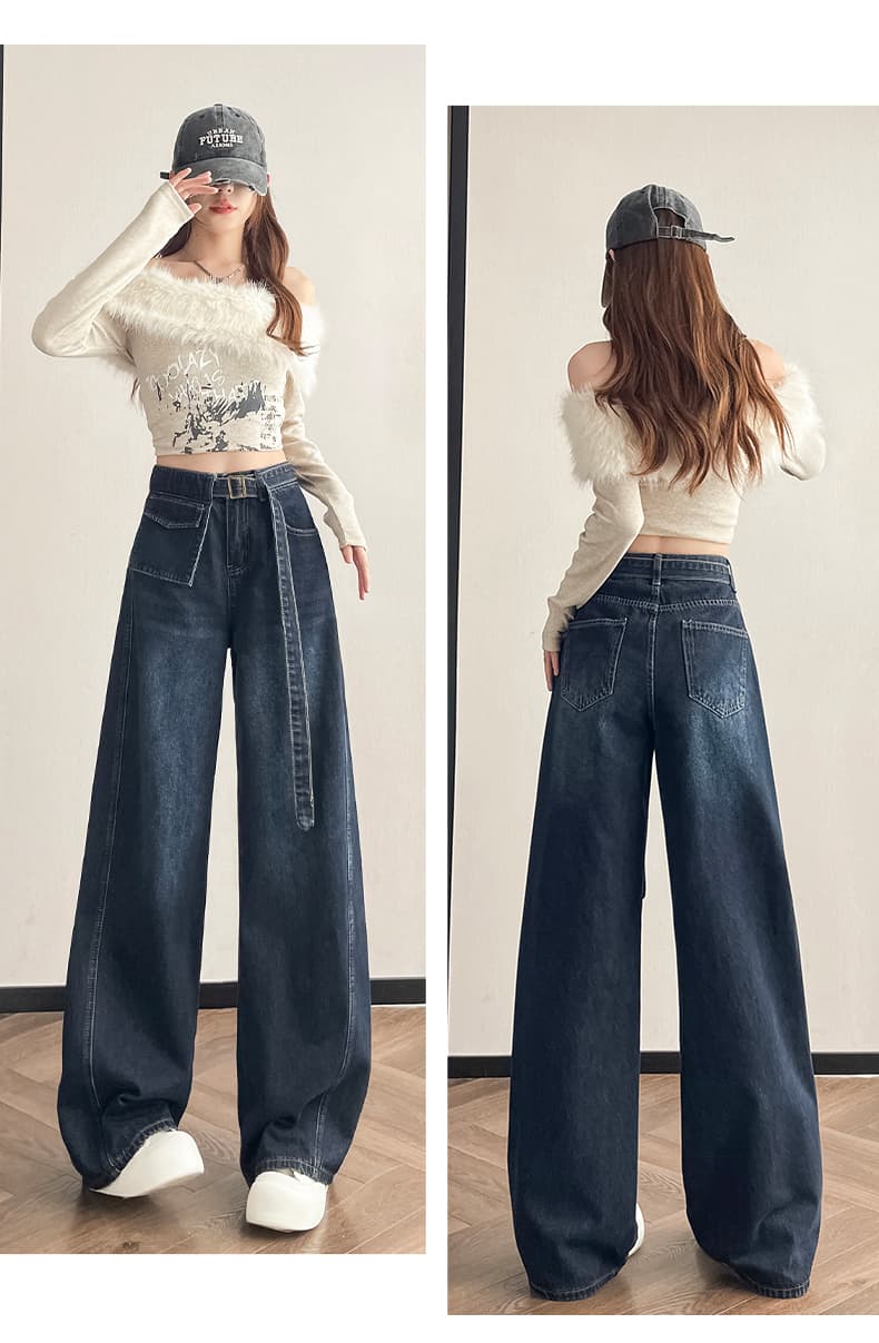 2026 가을 데님 와이드 레그 팬츠 벨트 보내기 상세 이미지 12